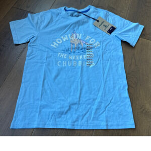 Chubbies The Howlin' For The Weekend Wolf Graphic T-Shirt Blue Boys L NWT